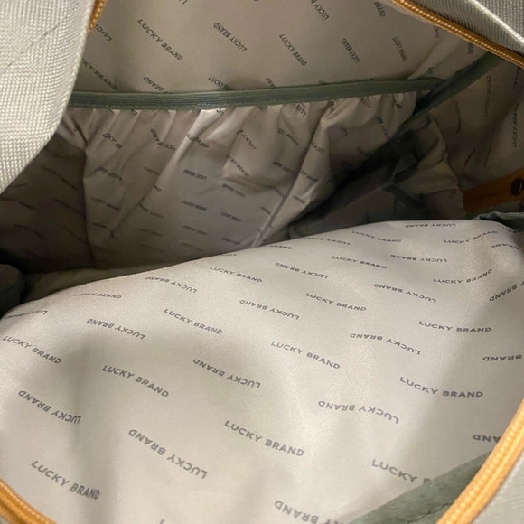 Backpack - NWOT Never Used_LUCKY BRAND - Gray Canvas, Faux Leather, Zips Logo🍀 - Picture 2 of 7